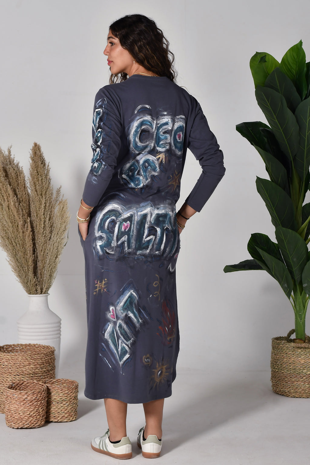 Graffiti dove grey maxi dressi