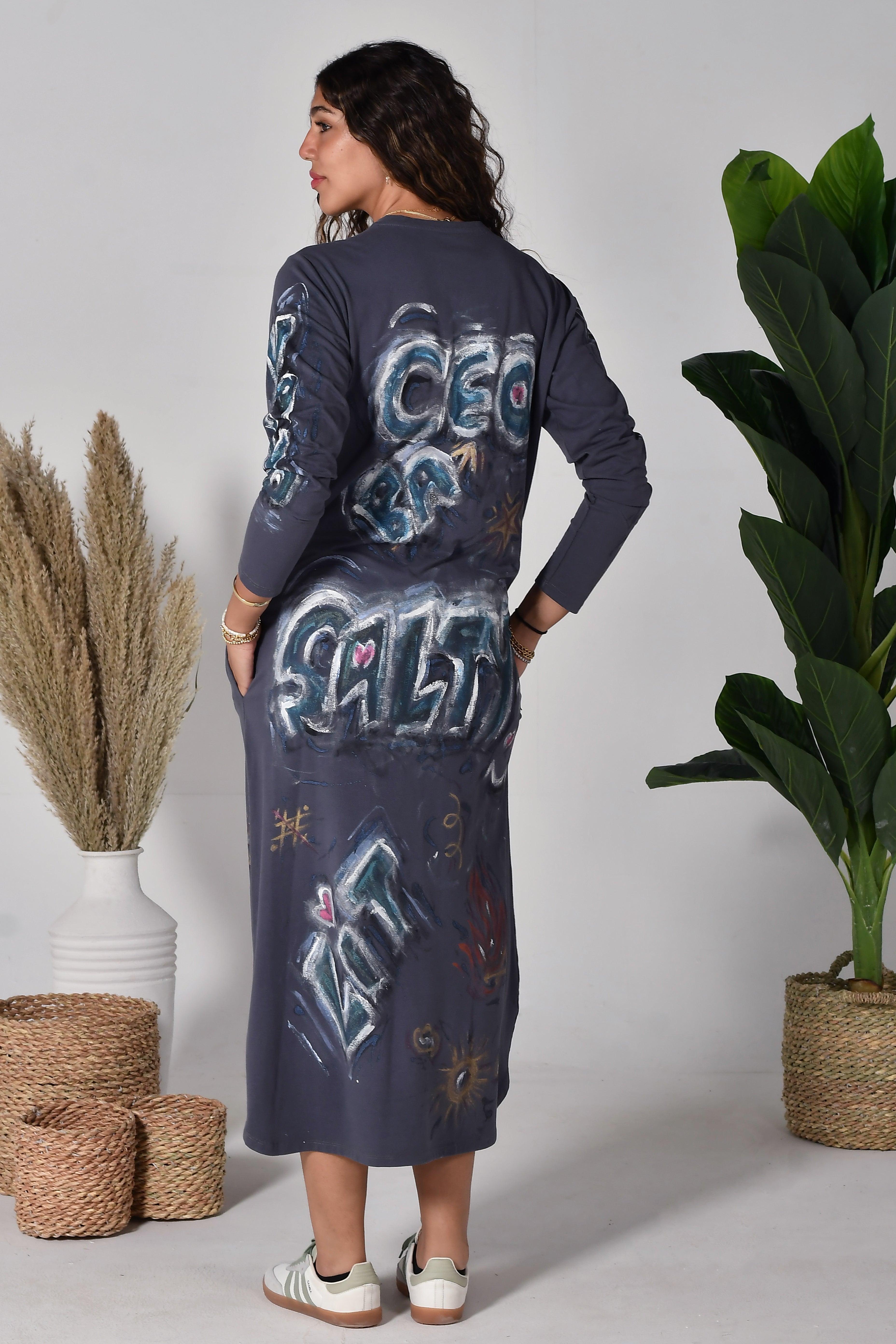 Graffiti dove grey maxi dressi
