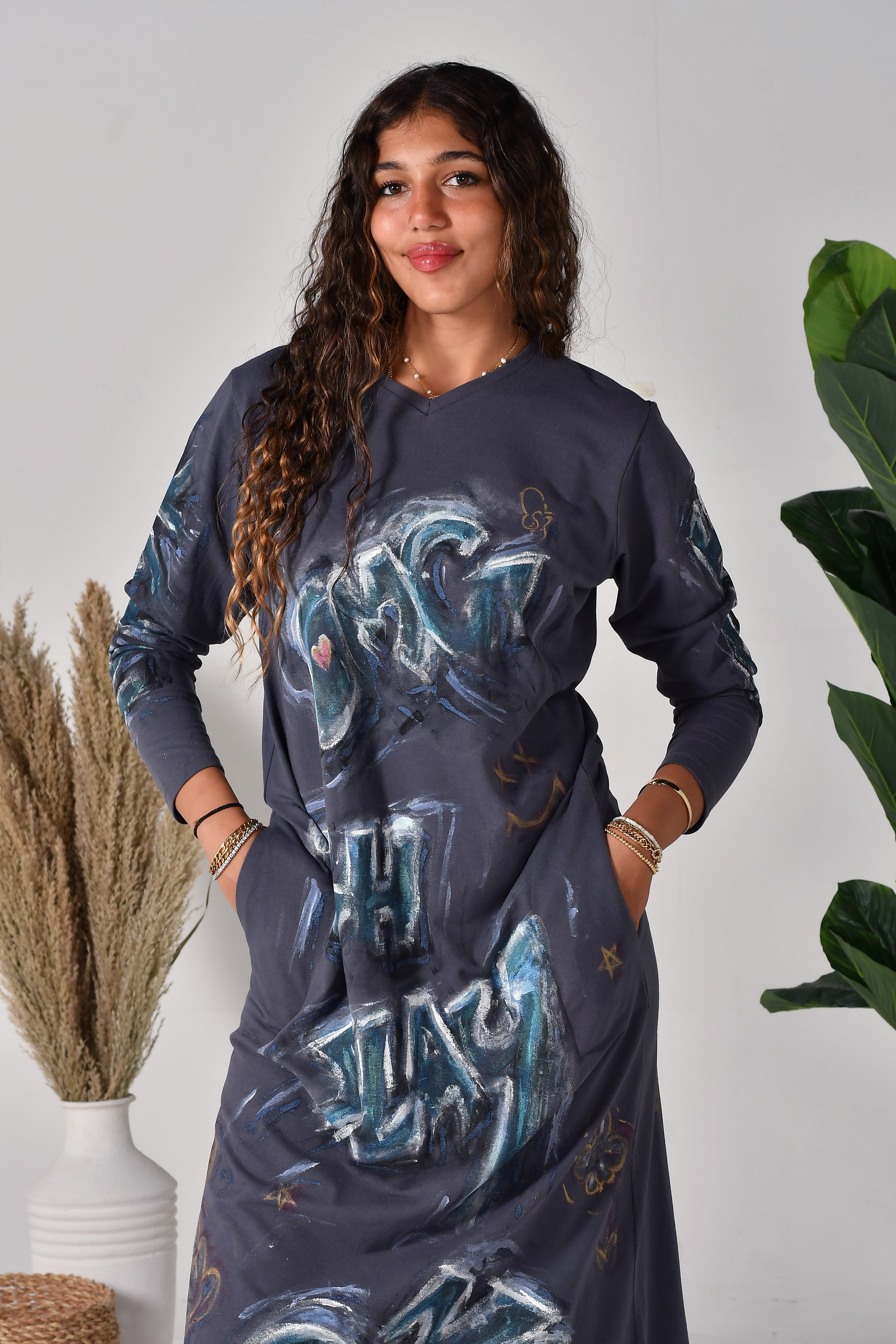 Graffiti dove grey maxi dressi