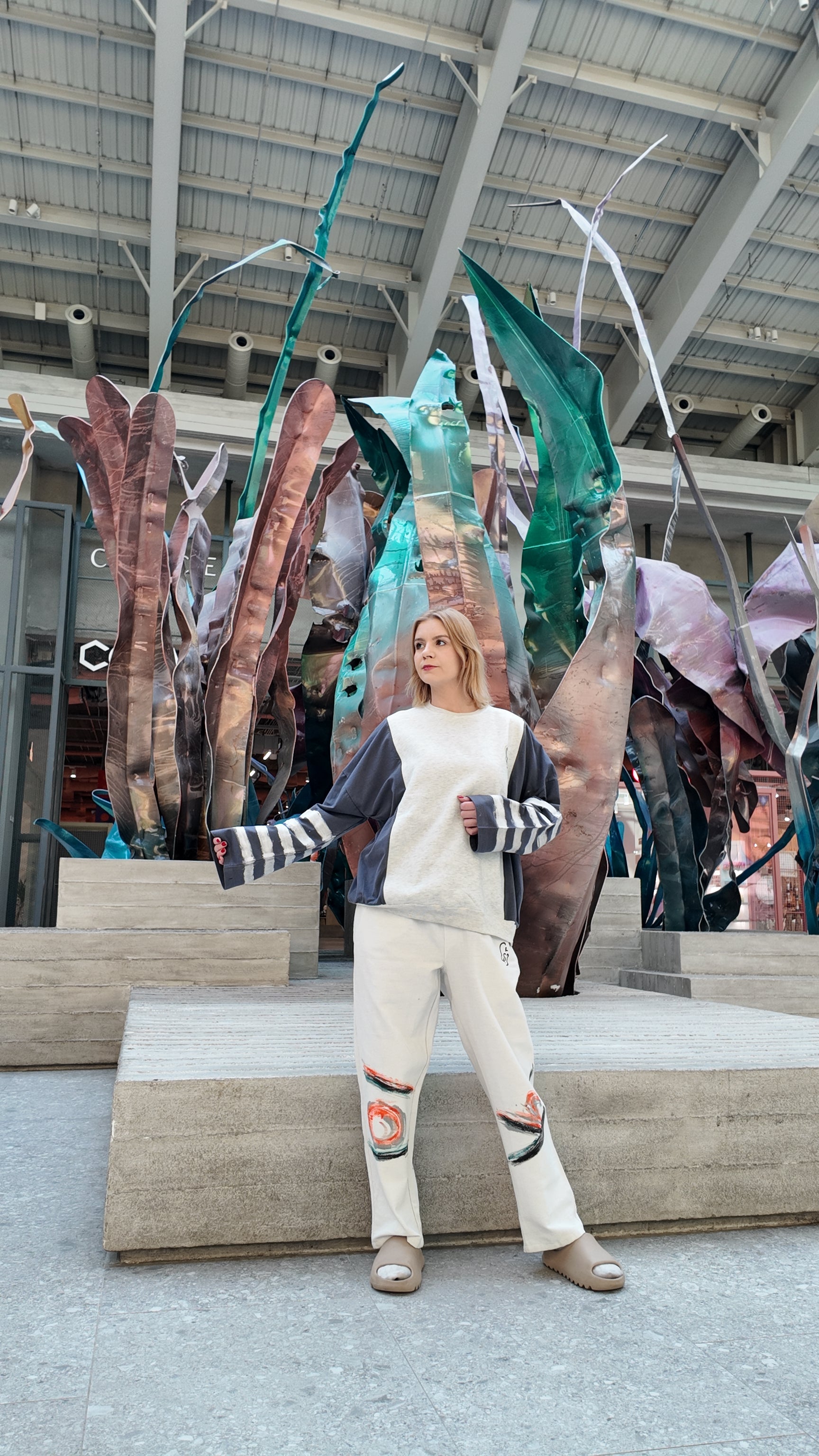 Yes/No winter lounge white pants