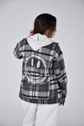 White smiley plaid over shirt