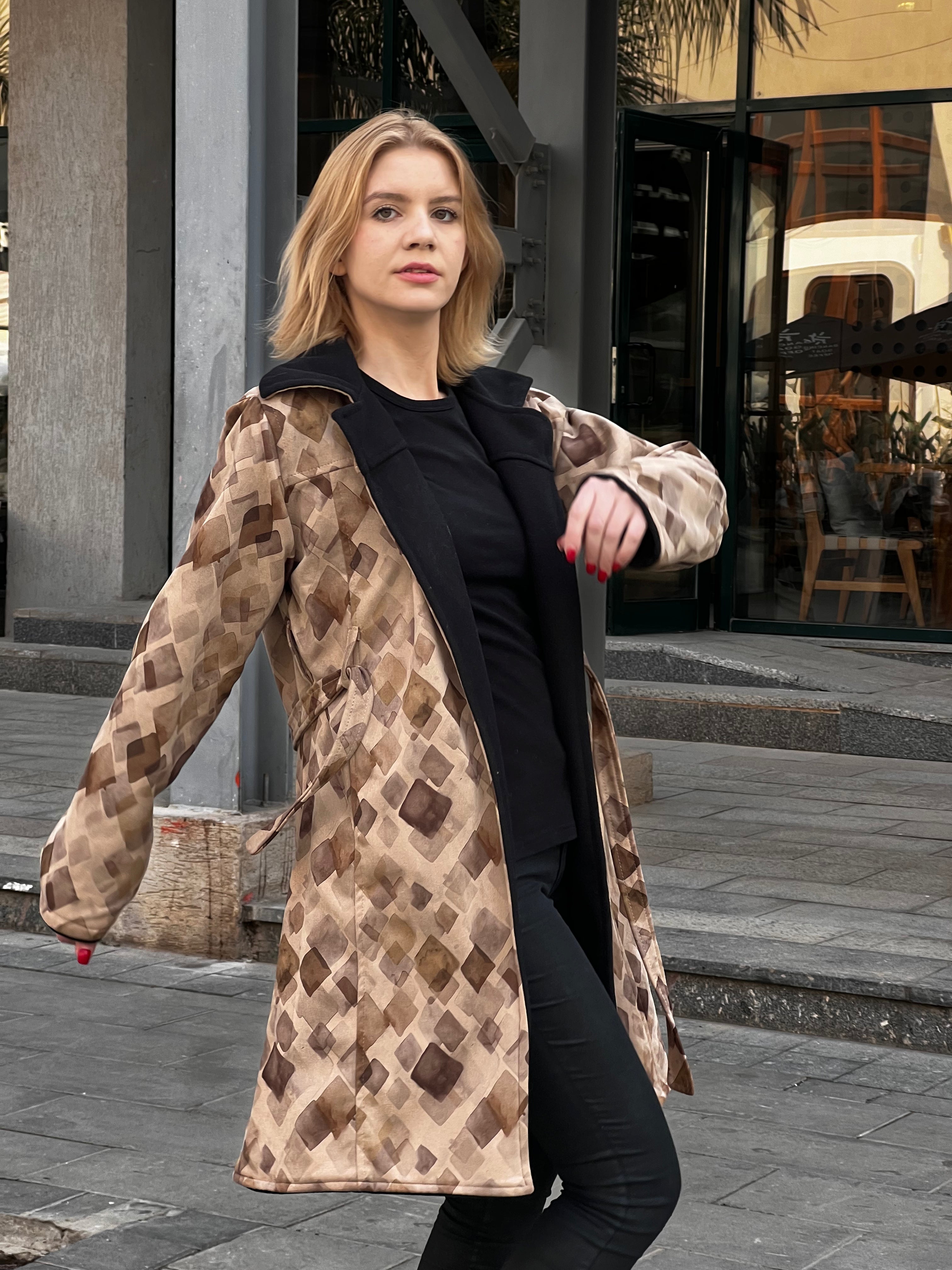 Crescent double-face coat