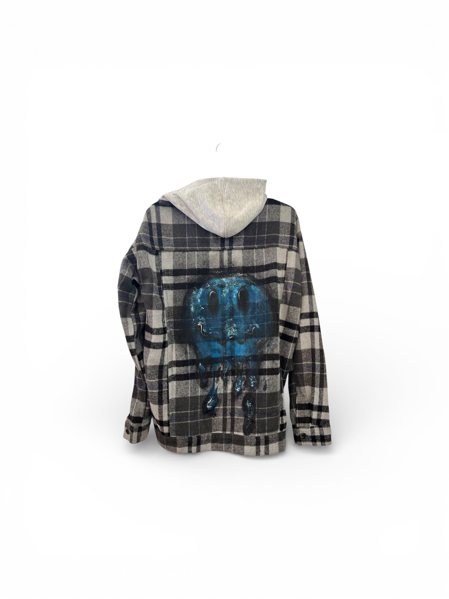 Blue smiley plaid over-shirt