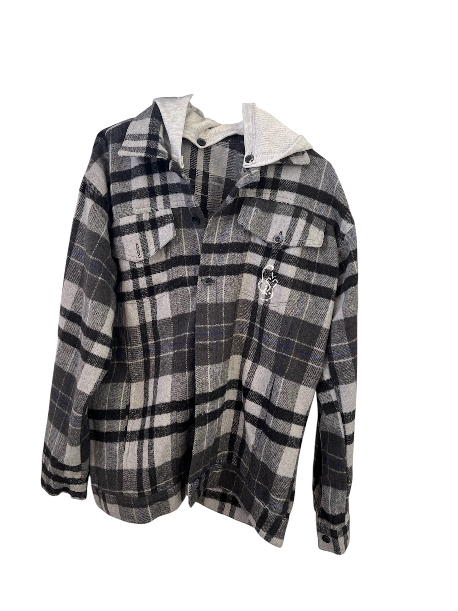 Blue smiley plaid over-shirt